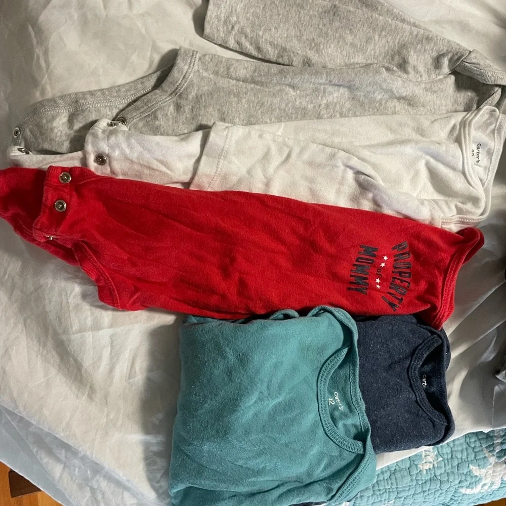 Cloud Island & Carters Baby Bodysuits lot of 5 long sleeve onesies